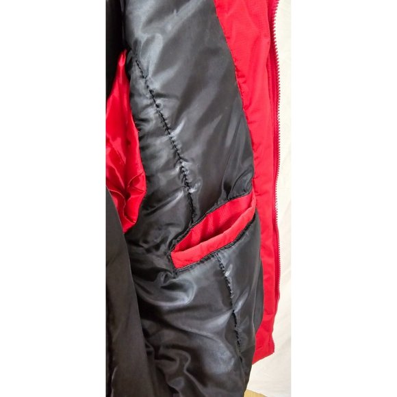 CJ Black Premium Womens Medium Red Zip Up Faux Fur Hood Heavy Winter Coat Jacket - Picture 14 of 14